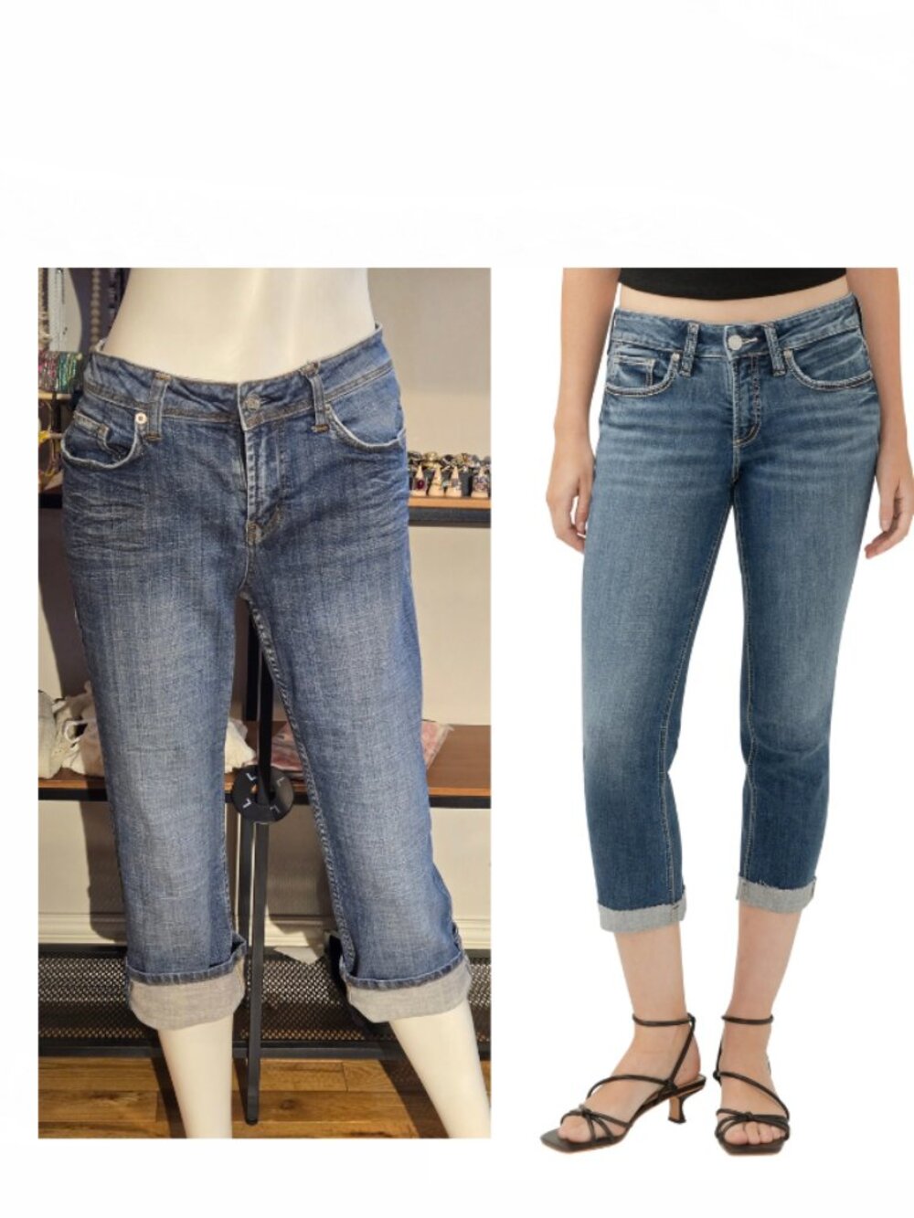 Medium Wash Semi Low Waist Capri Jeans Size 7-8